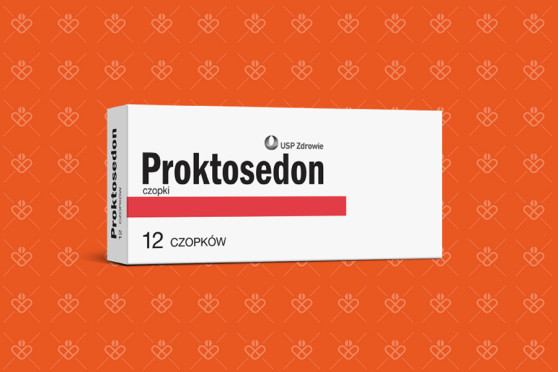 Proktosedon czopki, lek na hemoroidy z antybiotykiem i hydrokortyzonem, 12 sztuk