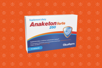 Anaketon Forte 250 tabletki na nudności w ciąży, chorobę lokomocyjną, dla dorosłych i dla dzieci od 3 lat