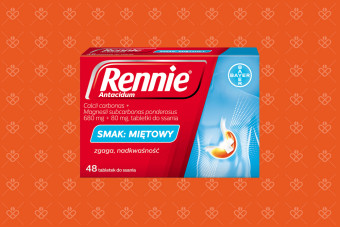 Rennie miętowe, 48 tabletek do ssania, lek na zgagę, na zgagę w ciąży do ssania miętowe