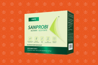 Sanprobi Błonnik GOS Forte 30 saszetek – opakowanie suplementu diety z wyższą dawką 2,75 g GOS