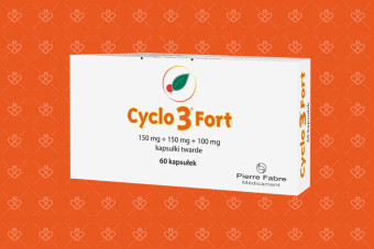 Opakowanie leku Cyclo 3 Fort zawierającego 60 kapsułek