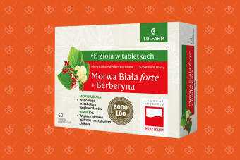 Colfarm Morwa Biała Forte + Berberyna 60 tabletek – wyciąg z morwy białej i korzenia berberysu (100 mg berberyny HCl)