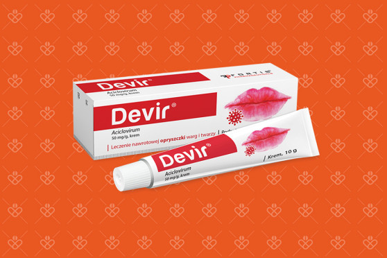 Devir — opakowanie kremu na opryszczkę z acyklowirem, 10 g