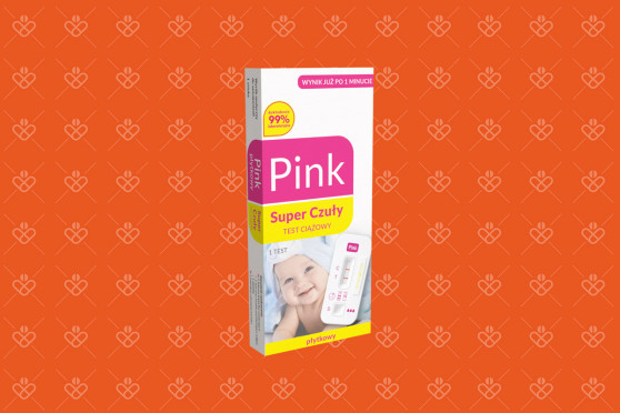 Test ciążowy płytkowy PINK Super Czuły, czułość 10 mIU/ml, 1 sztuka