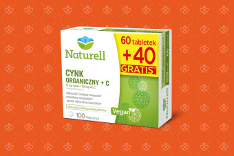 Naturell Cynk organiczny + C, 100 tabletek do ssania Instant