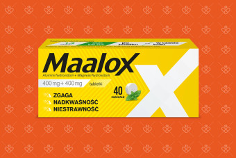 Maalox, tabletki do żucia na zgagę i niestrawność, 40 tabletek