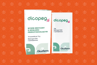 Opakowanie Dicopeg Si 10 saszetek po 15 g z makrogolem i symetykonem