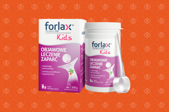 Forlax Kids, proszek do sporządzania roztworu doustnego w pojemniku 200 g i łyżka miarowa